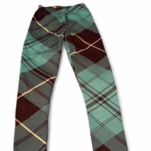 Plaid Leggings in Teal and Brown